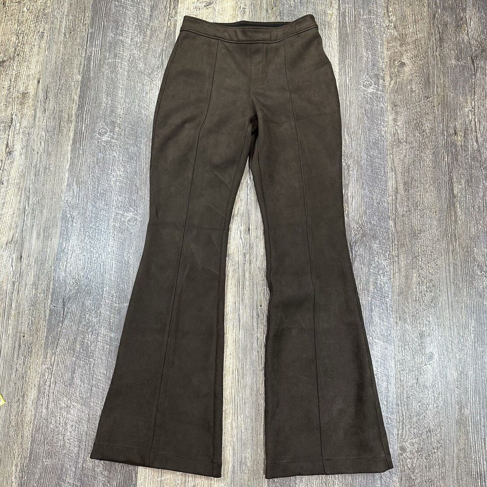 Spanx Faux Suede Flare Leg Pants Women's Size Small Chocolate Brown